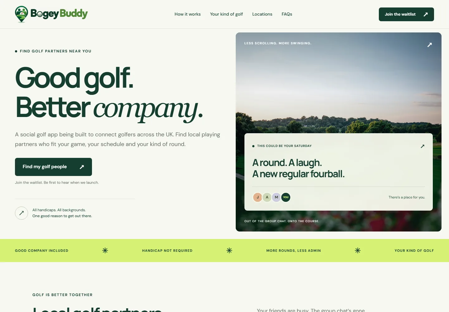 BogeyBuddy website homepage